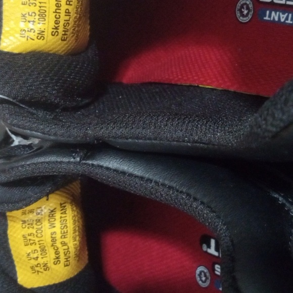 SKECHERS BLACK SLIP RESISTANT AIR-COOLED MEMORY FOAM WORK SHOES SIZE 7.5 NWT - Picture 8 of 8